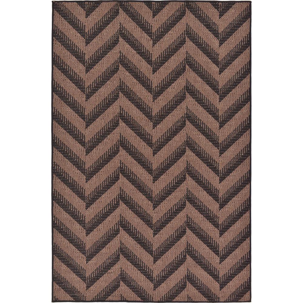 Outdoor Chevron Rug, Brown (5' 3 x 8' 0). Picture 1