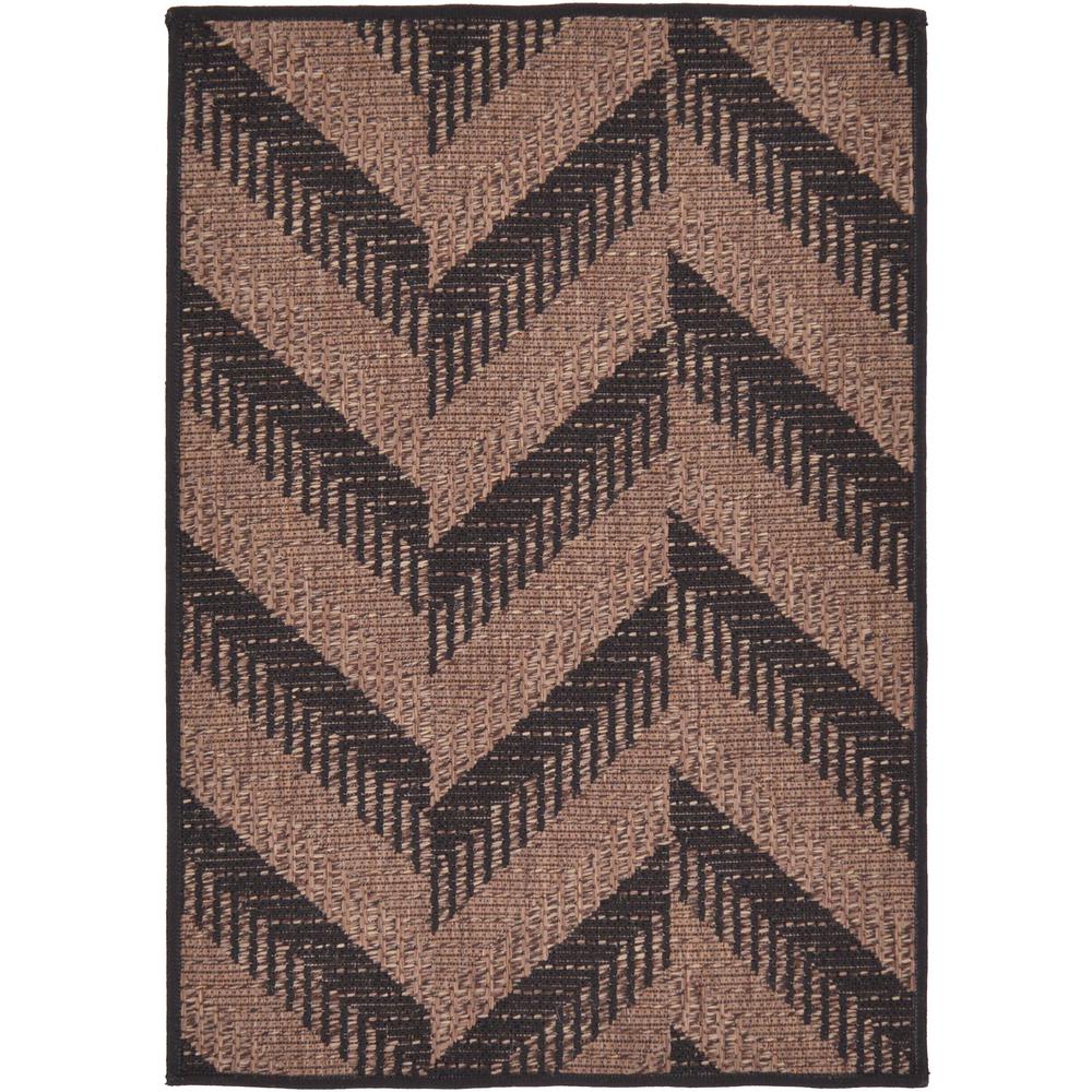 Outdoor Chevron Rug, Brown (2' 2 x 3' 0). The main picture.