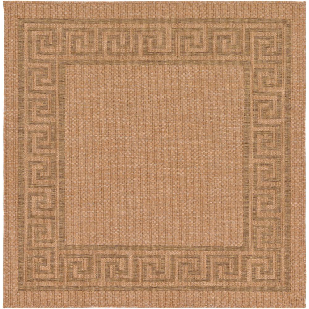 Outdoor Greek Key Rug, Light Brown (6' 0 x 6' 0). Picture 1