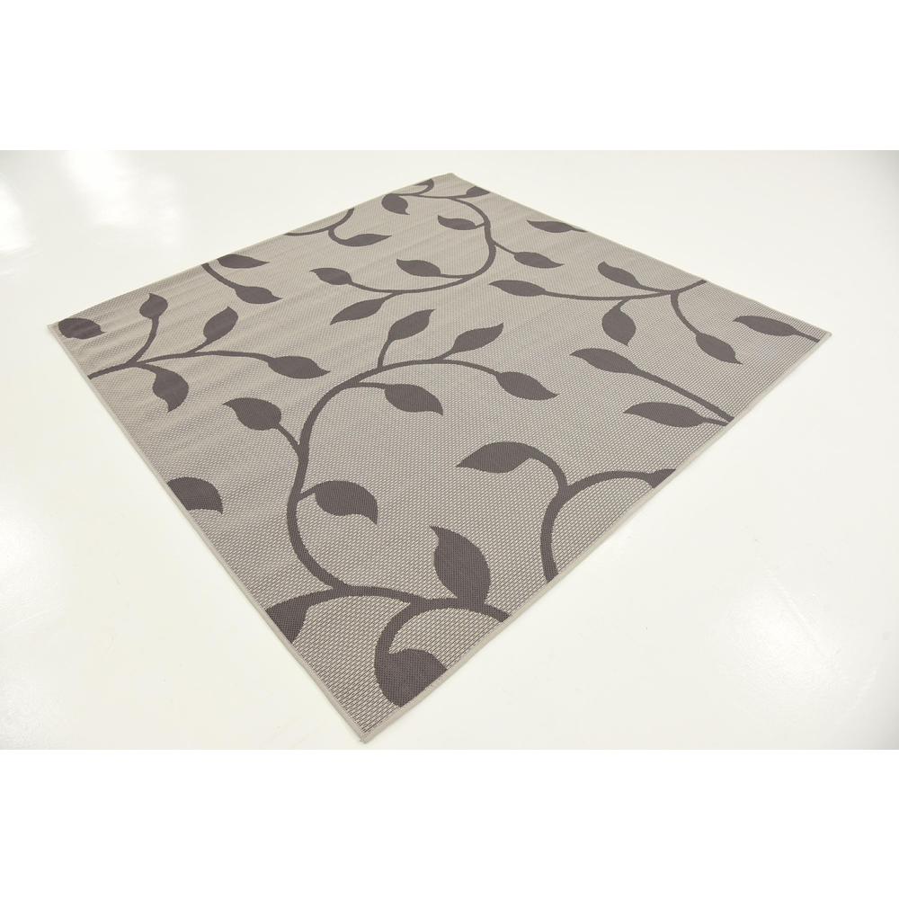 Outdoor Botanical Rug, Gray (6' 0 x 6' 0). Picture 3