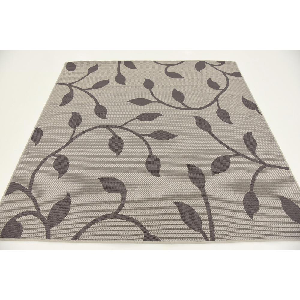 Outdoor Botanical Rug, Gray (6' 0 x 6' 0). Picture 4