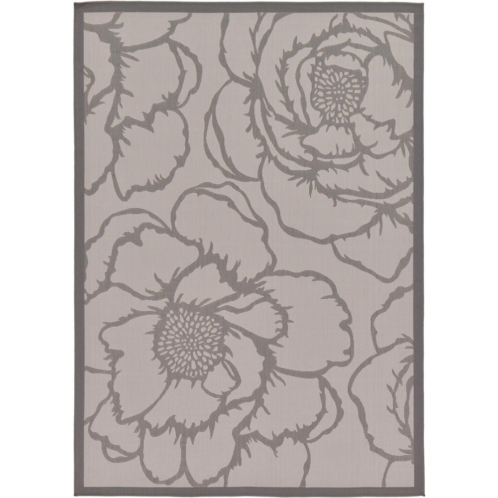 Outdoor Rose Rug, Gray (7' 0 x 10' 0). Picture 1