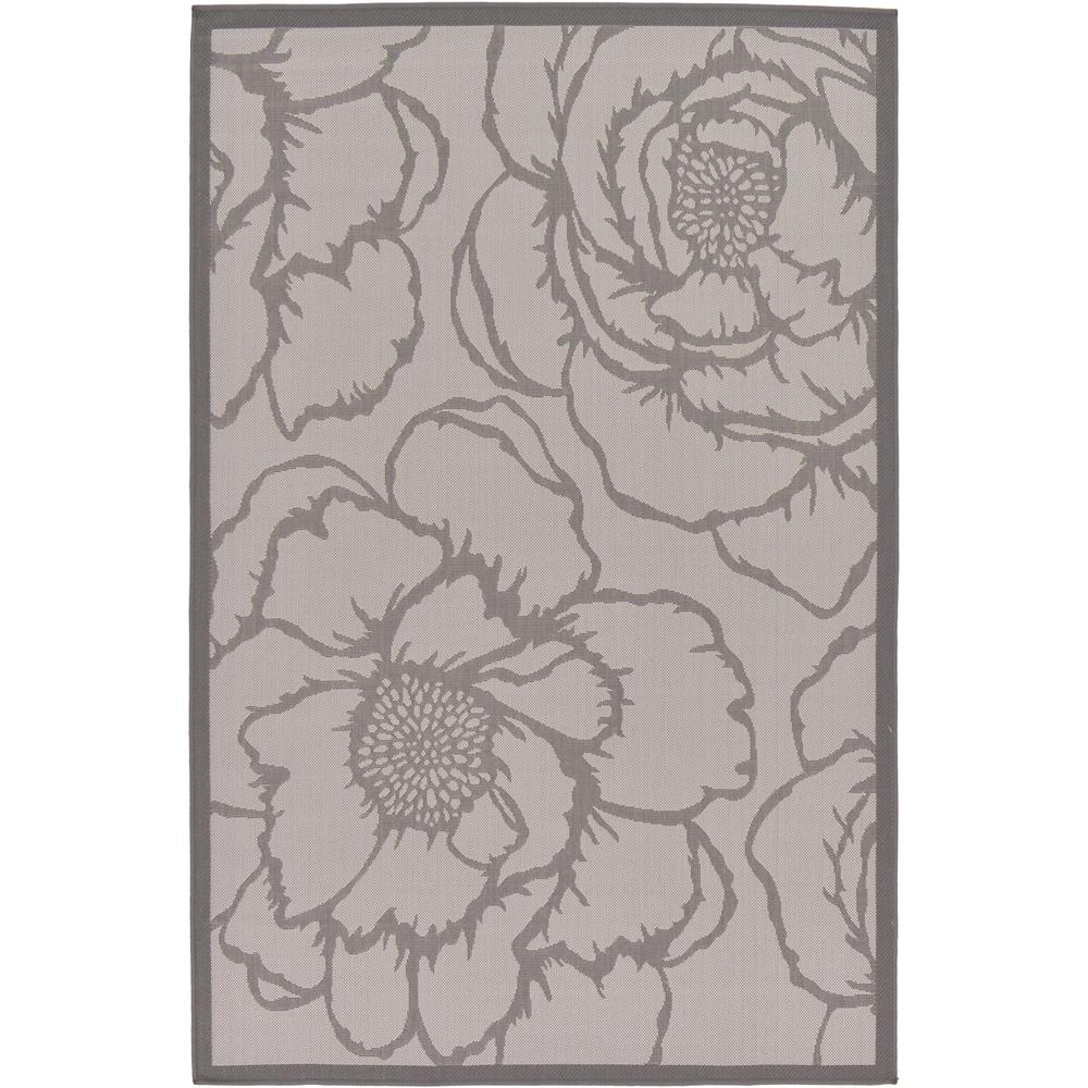 Outdoor Rose Rug, Gray (5' 3 x 8' 0). Picture 1