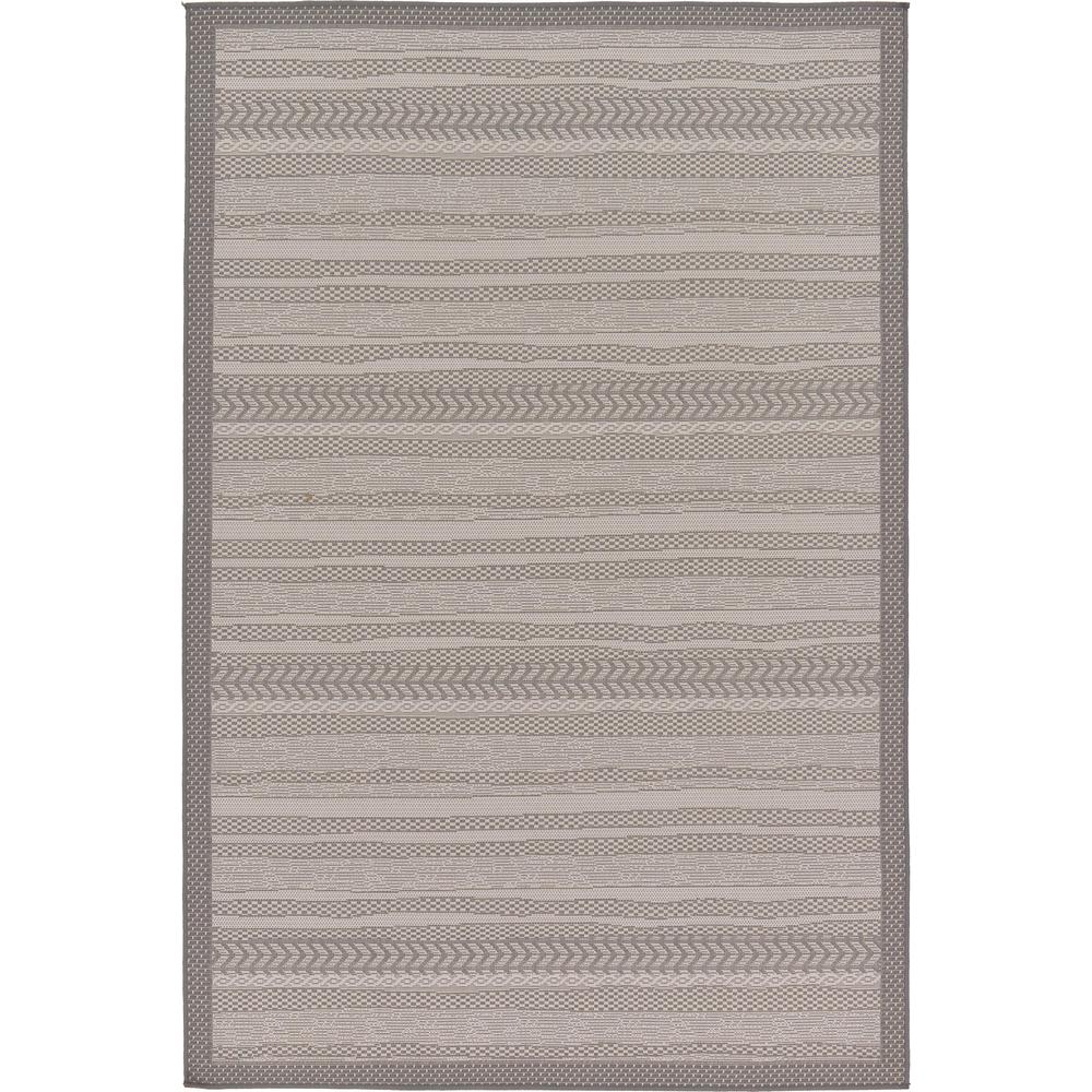 Outdoor Lines Rug, Gray (5' 3 x 8' 0). Picture 1