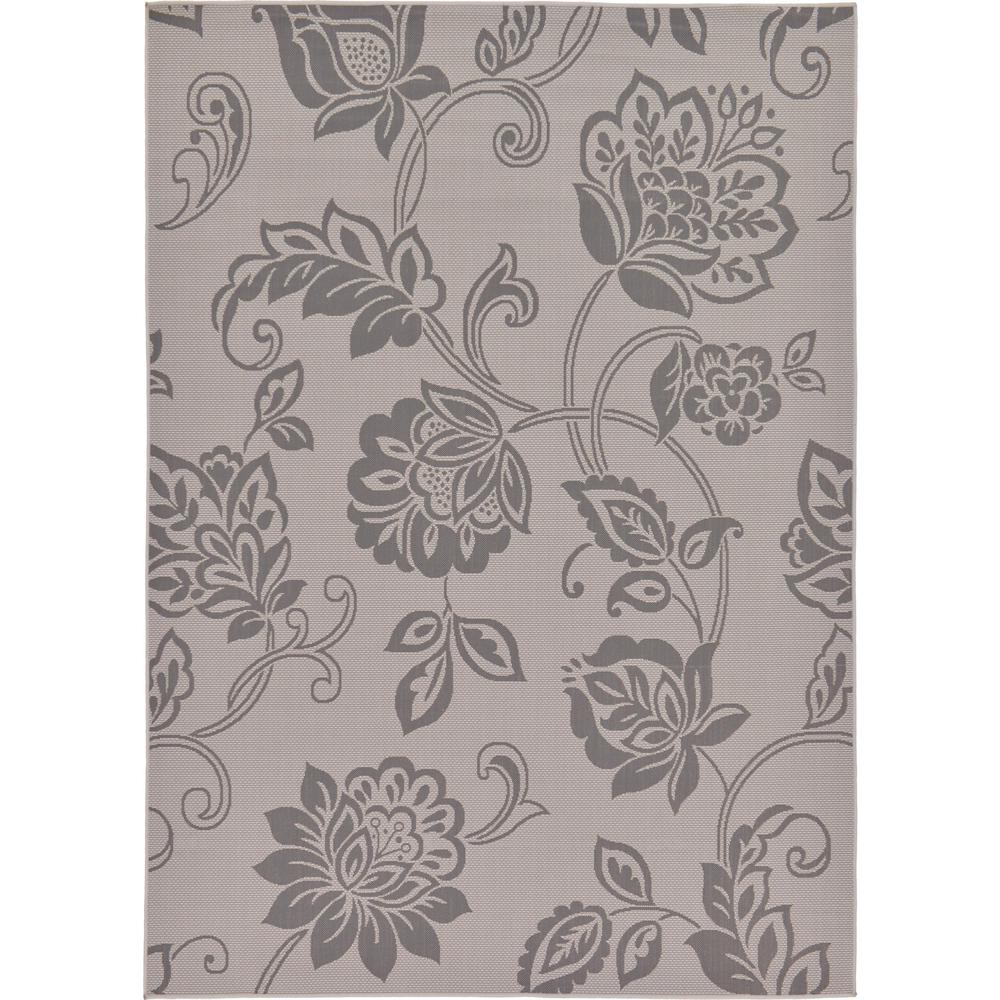 Outdoor Floral Rug, Gray (7' 0 x 10' 0). Picture 1
