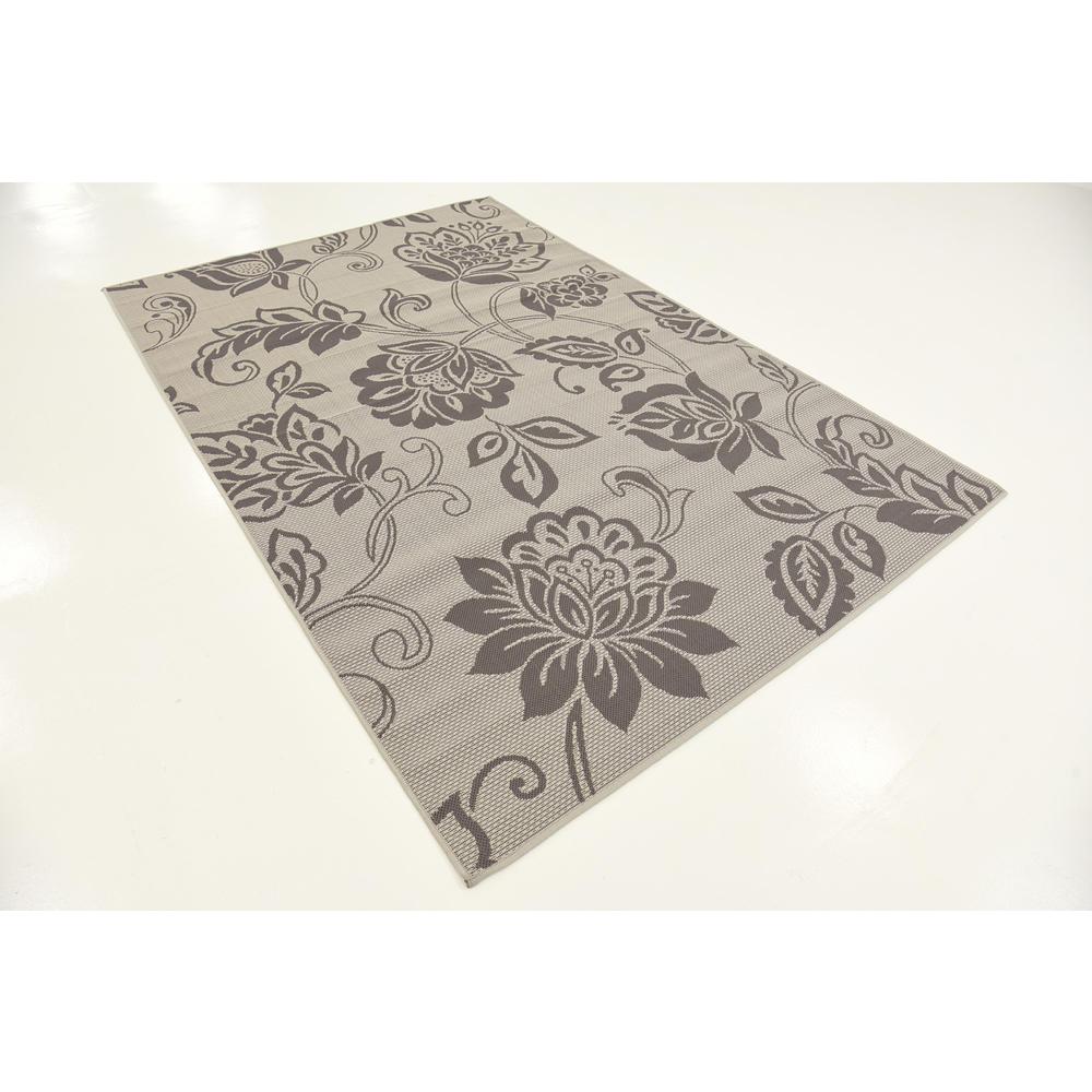 Outdoor Floral Rug, Gray (5' 3 x 8' 0). Picture 3