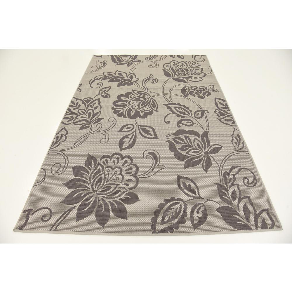 Outdoor Floral Rug, Gray (5' 3 x 8' 0). Picture 4