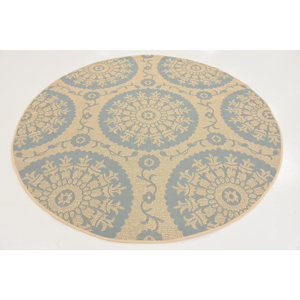 Outdoor Medallion Rug, Light Blue (6' 0 x 6' 0). Picture 3
