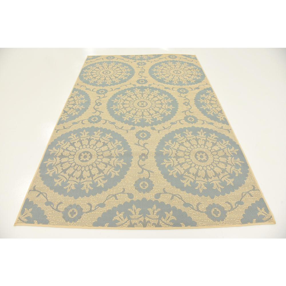 Outdoor Medallion Rug, Light Blue (5' 3 x 8' 0). Picture 5