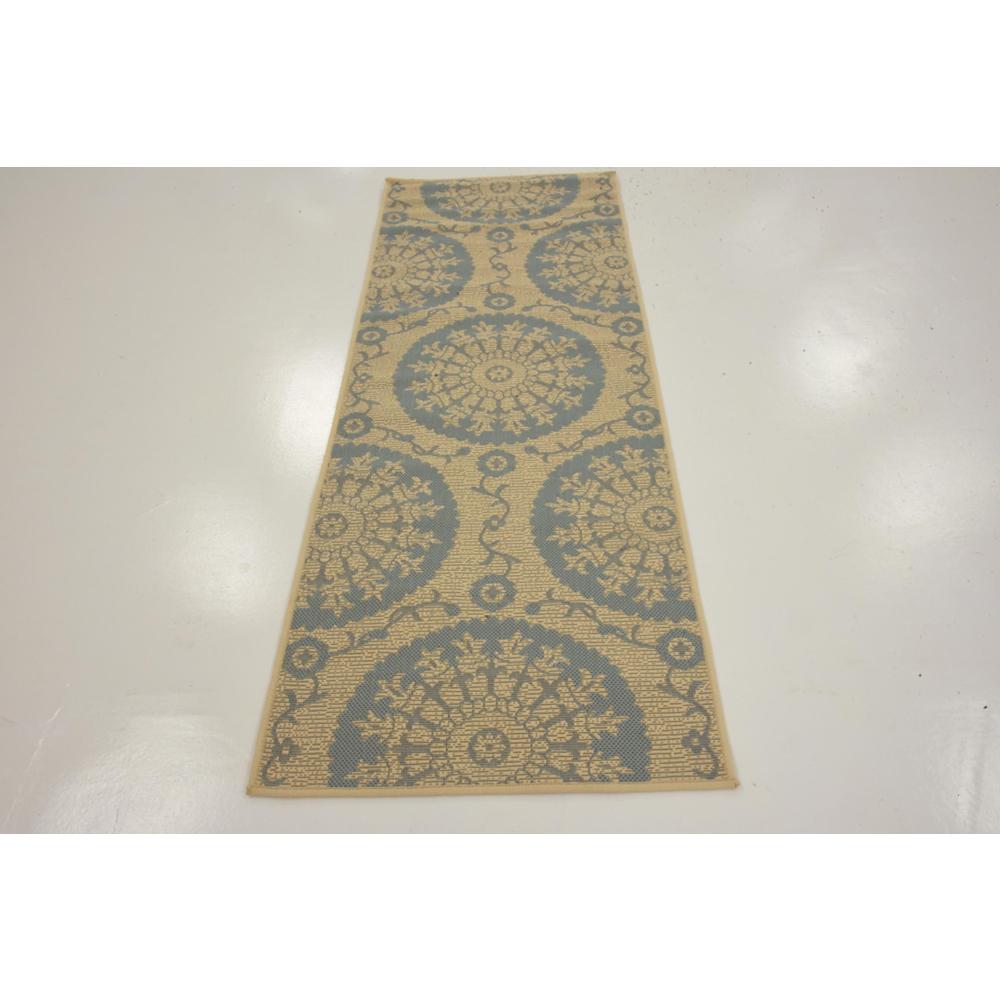 Outdoor Medallion Rug, Light Blue (2' 2 x 6' 0). Picture 4