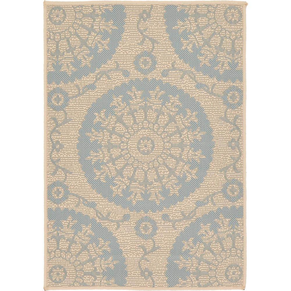 Outdoor Medallion Rug, Light Blue (2' 2 x 3' 0). The main picture.