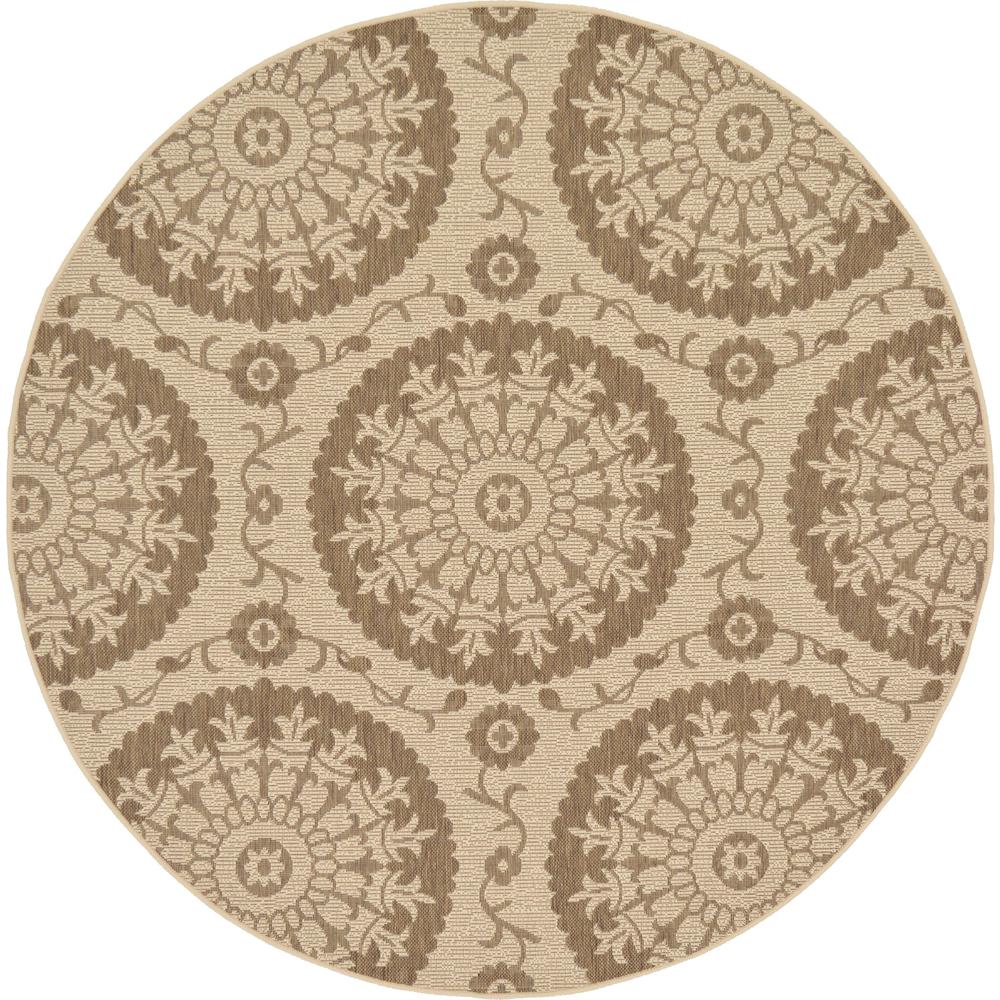 Outdoor Medallion Rug, Brown (6' 0 x 6' 0). Picture 1