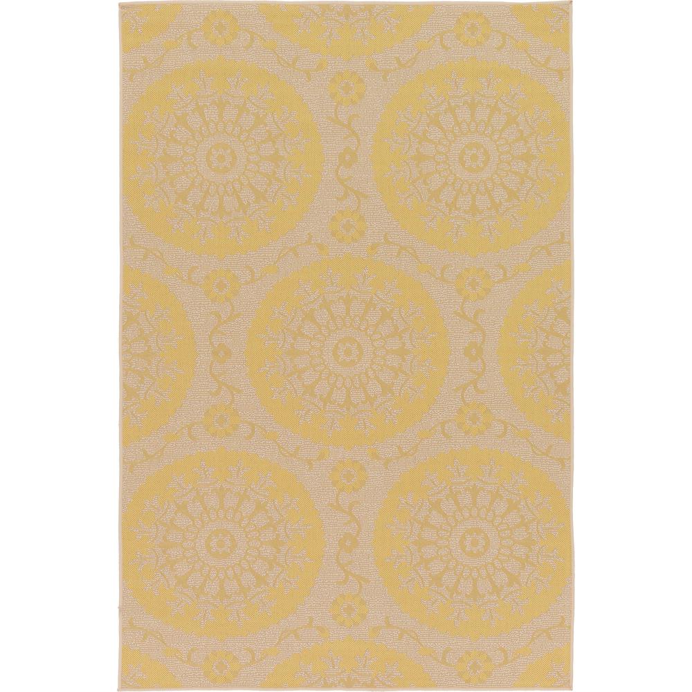 Outdoor Medallion Rug, Yellow (5' 3 x 8' 0). Picture 1