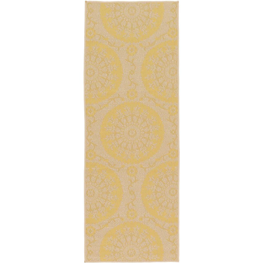 Outdoor Medallion Rug, Yellow (2' 2 x 6' 0). Picture 1