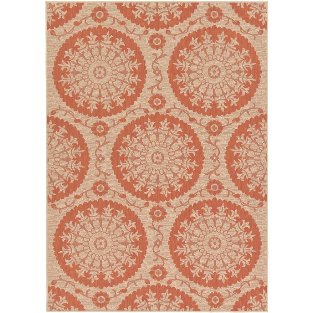 Outdoor Medallion Rug, Terracotta (7' 0 x 10' 0). Picture 1