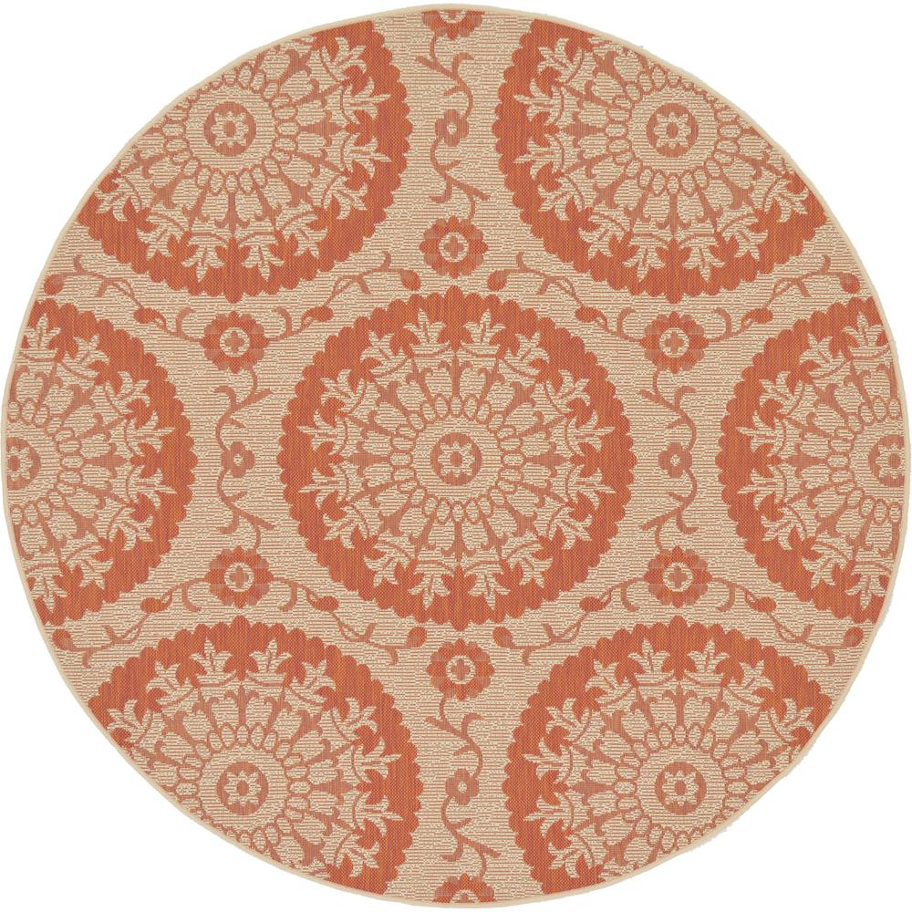 Outdoor Medallion Rug, Terracotta (6' 0 x 6' 0). Picture 1