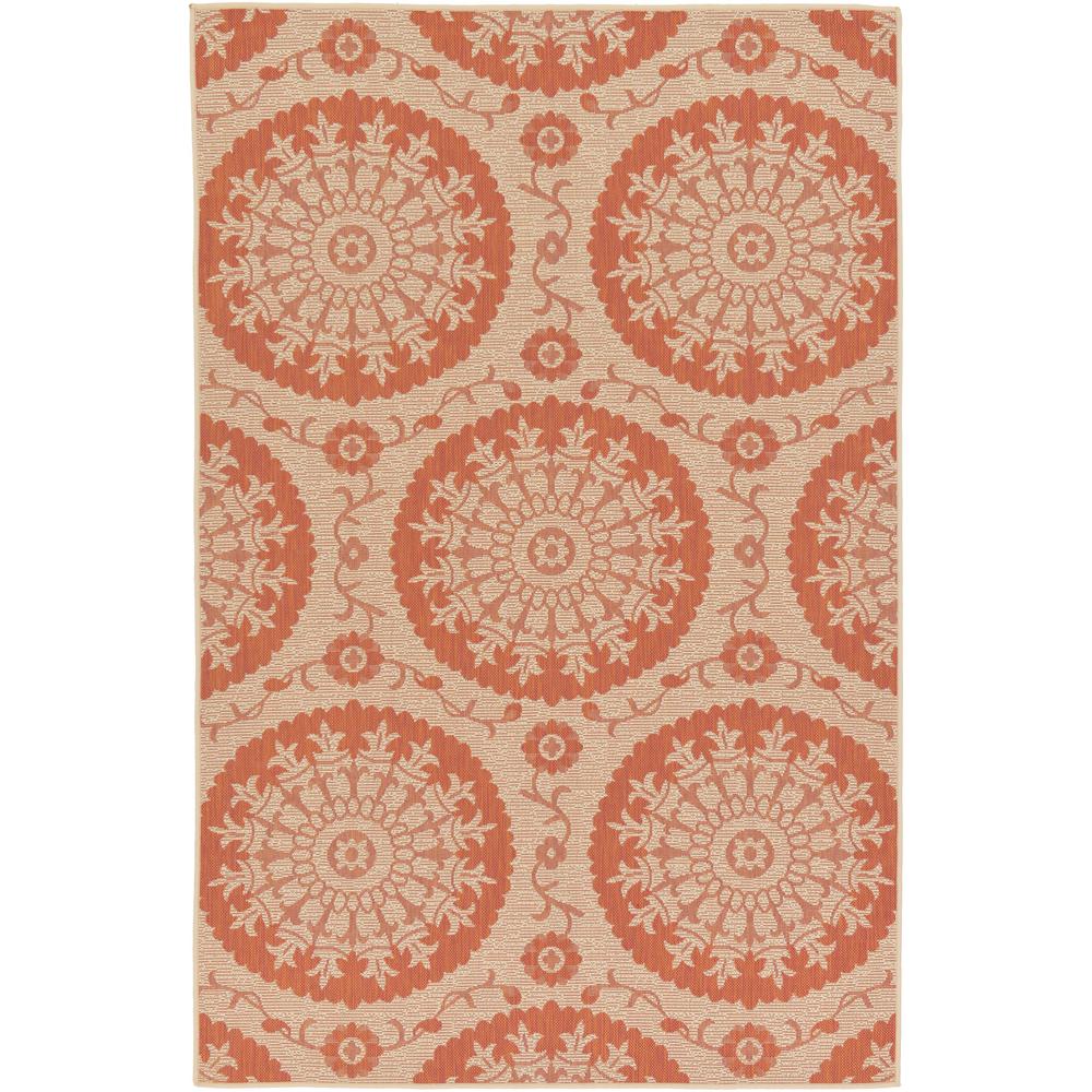Outdoor Medallion Rug, Terracotta (5' 3 x 8' 0). Picture 1