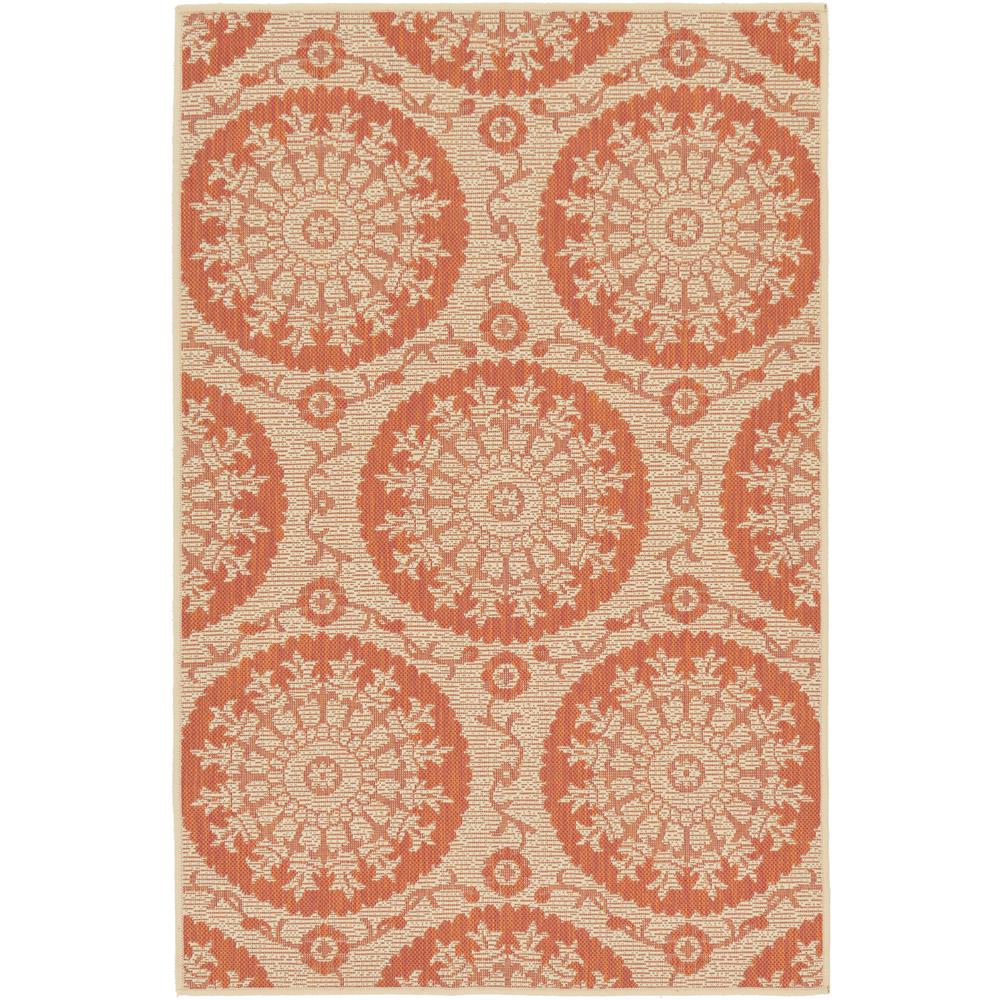 Outdoor Medallion Rug, Terracotta (3' 3 x 5' 0). Picture 1