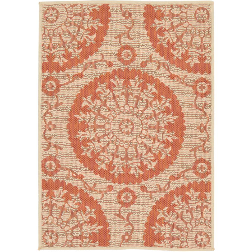 Outdoor Medallion Rug, Terracotta (2' 2 x 3' 0). The main picture.