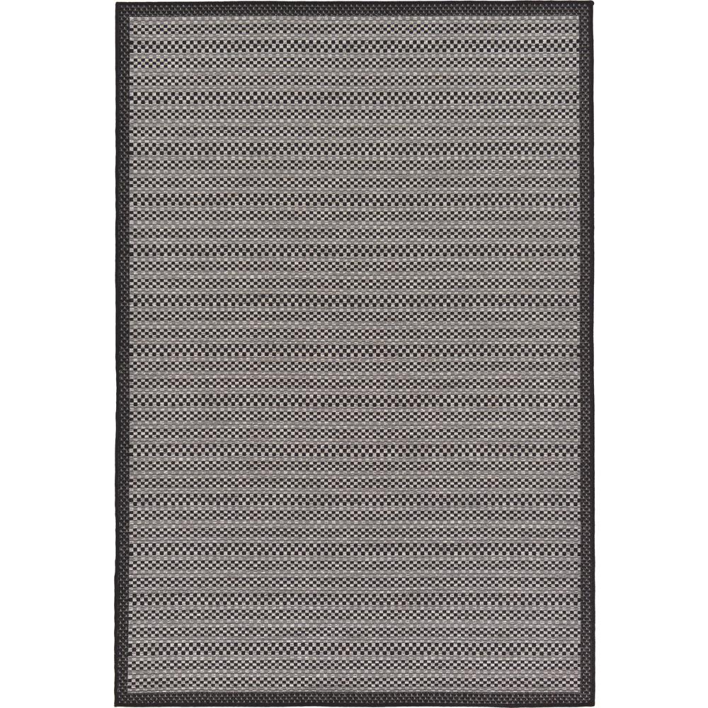 Outdoor Checkered Rug, Gray (5' 3 x 8' 0). The main picture.