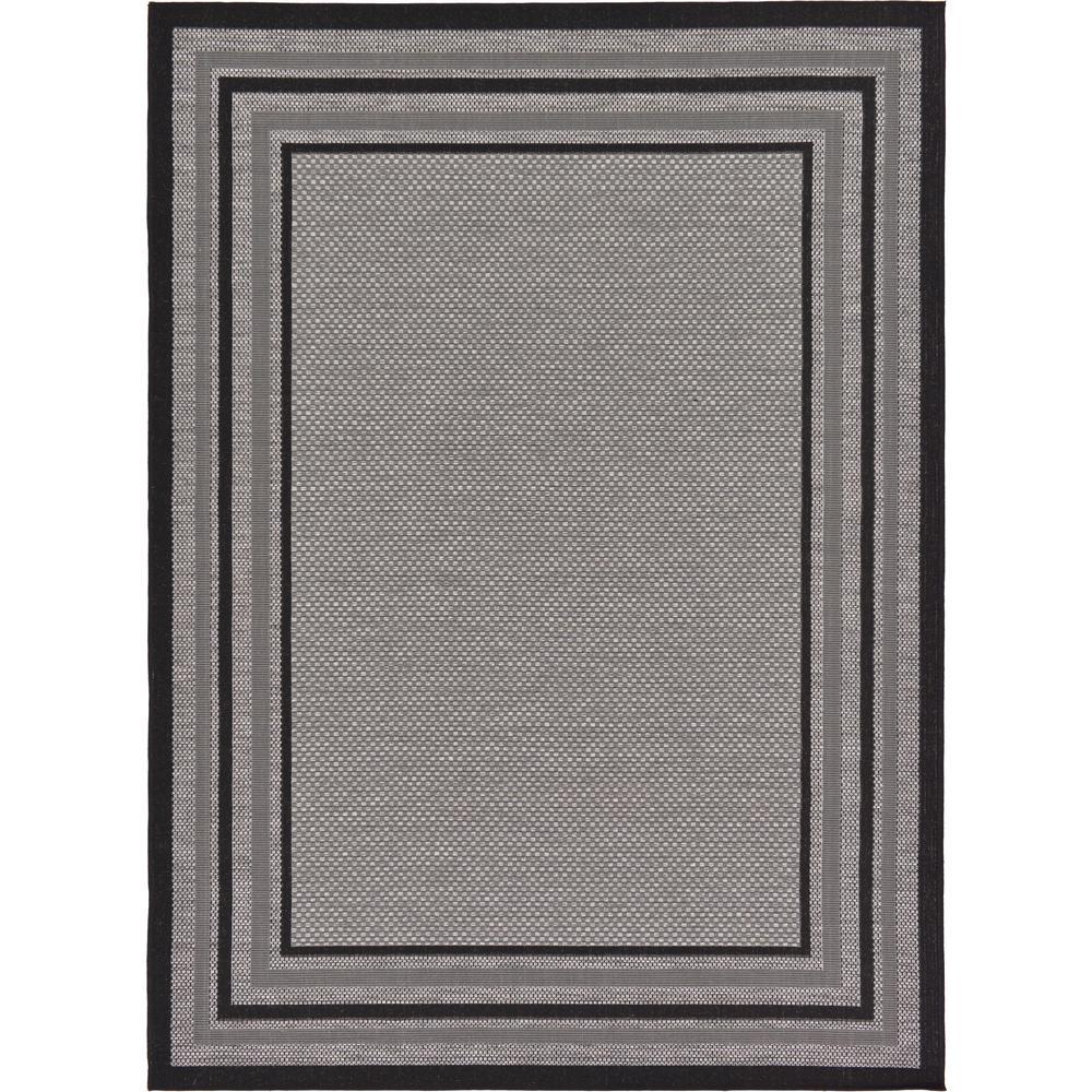Outdoor Multi Border Rug, Gray (7' 0 x 10' 0). Picture 1