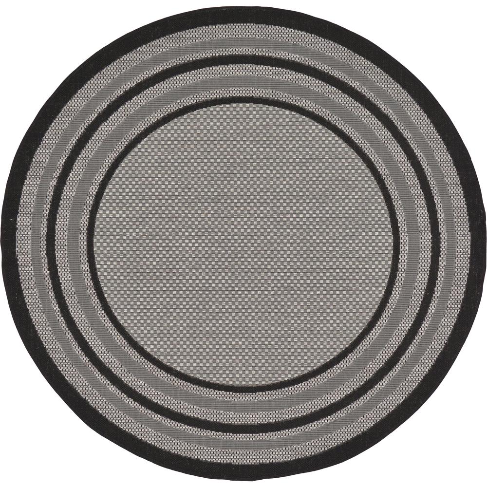 Outdoor Multi Border Rug, Gray (6' 0 x 6' 0). Picture 1