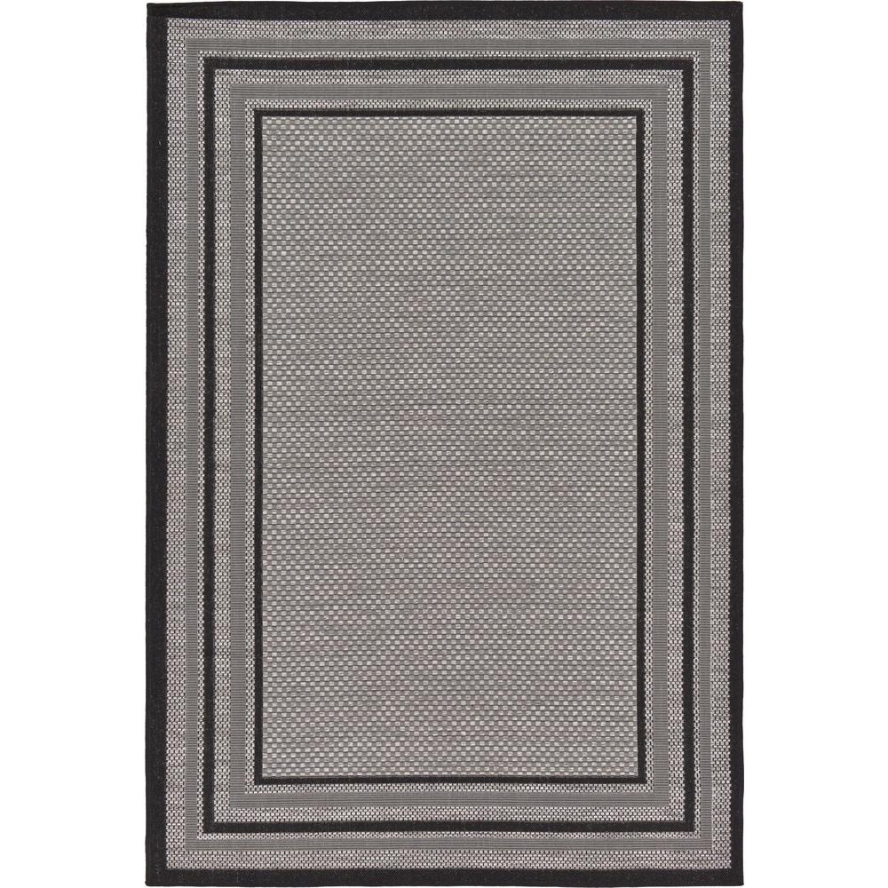 Outdoor Multi Border Rug, Gray (5' 3 x 8' 0). Picture 1