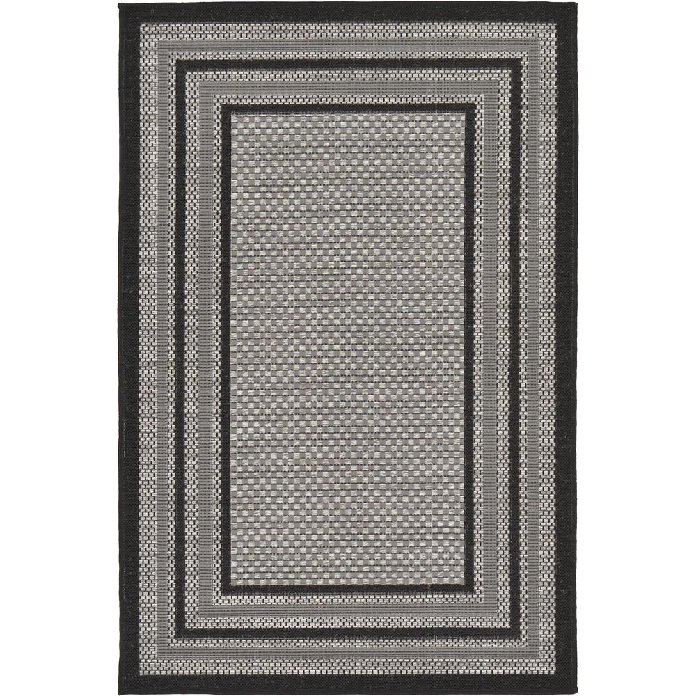 Outdoor Multi Border Rug, Gray (3' 3 x 5' 0). Picture 1