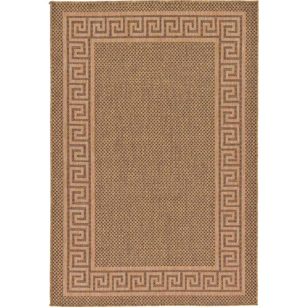 Outdoor Greek Key Rug, Brown (5' 3 x 8' 0). Picture 1