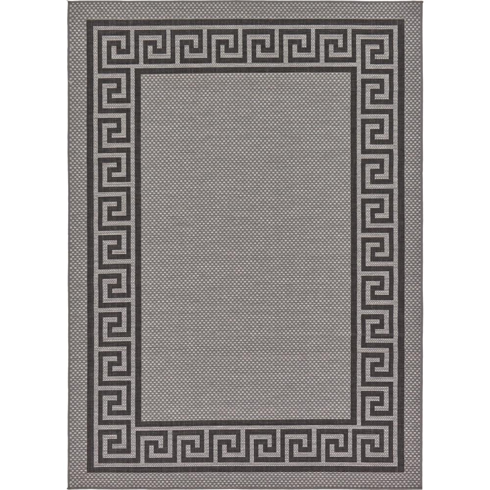 Outdoor Greek Key Rug, Gray (7' 0 x 10' 0). Picture 1