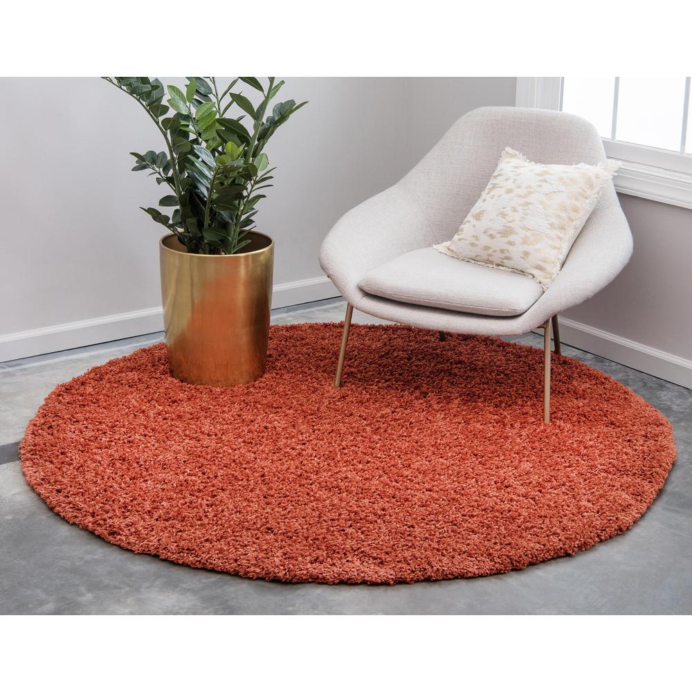 Solid Shag Rug, Terracotta (6' 0 x 6' 0). Picture 3