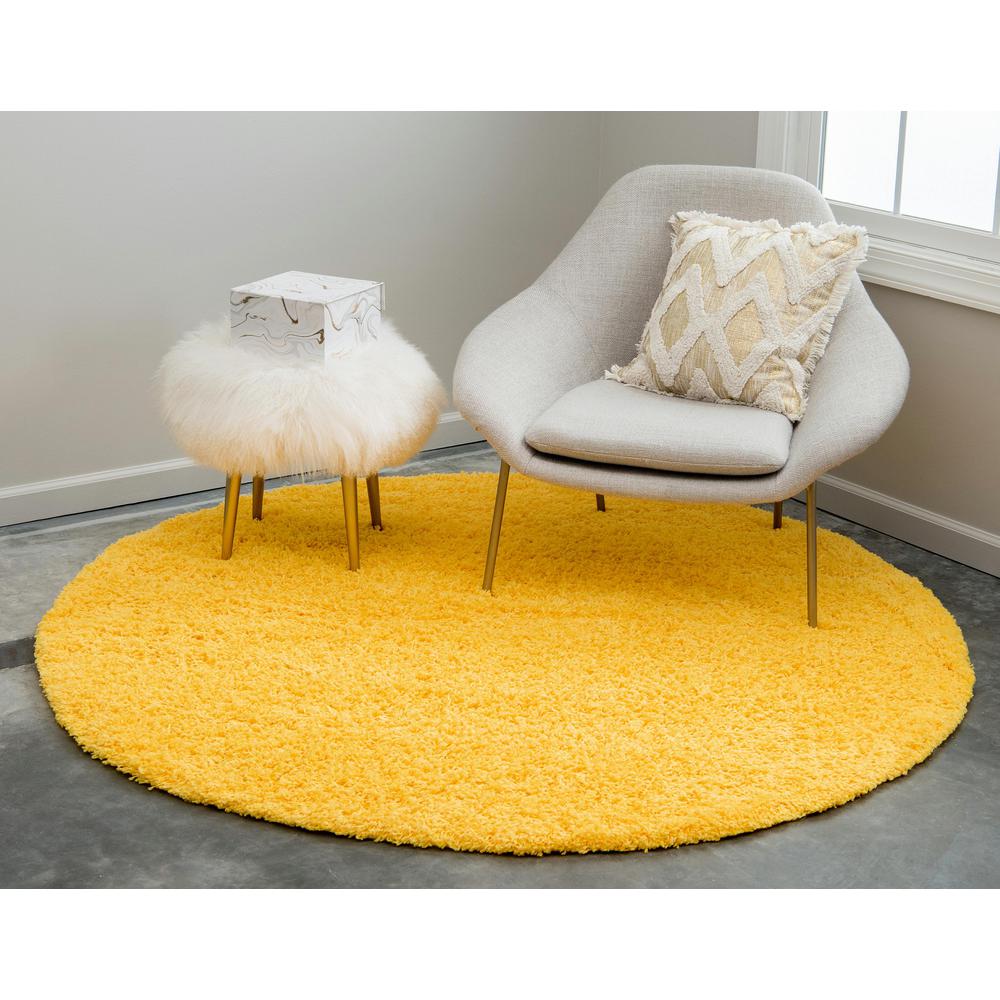 Solid Shag Rug, Tuscan Sun Yellow (6' 0 x 6' 0). Picture 3