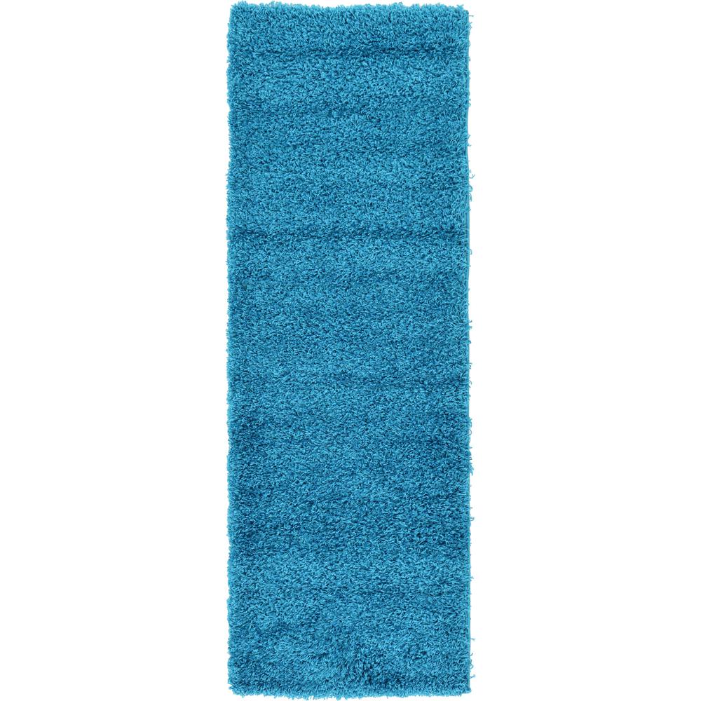 Solid Shag Rug, Turquoise (2' 2 x 6' 5). Picture 1
