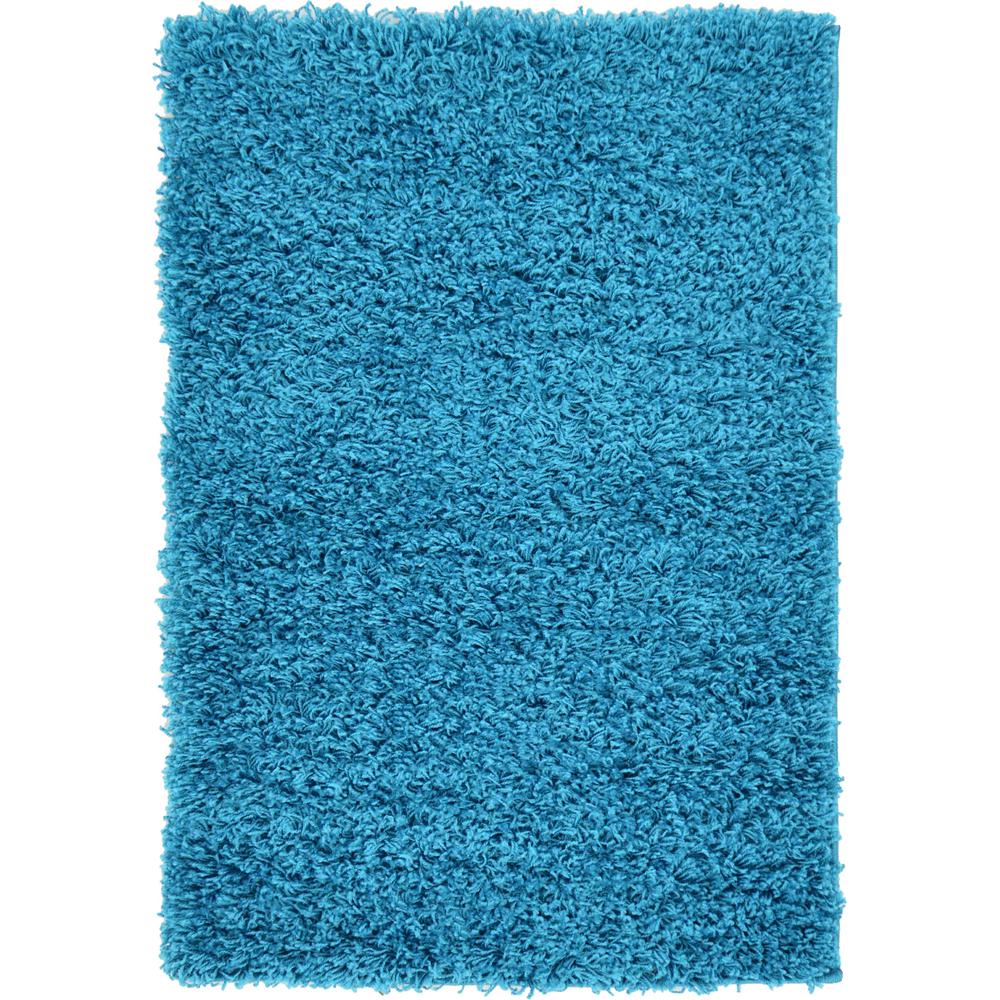 Solid Shag Rug, Turquoise (2' 2 x 3' 0). Picture 1