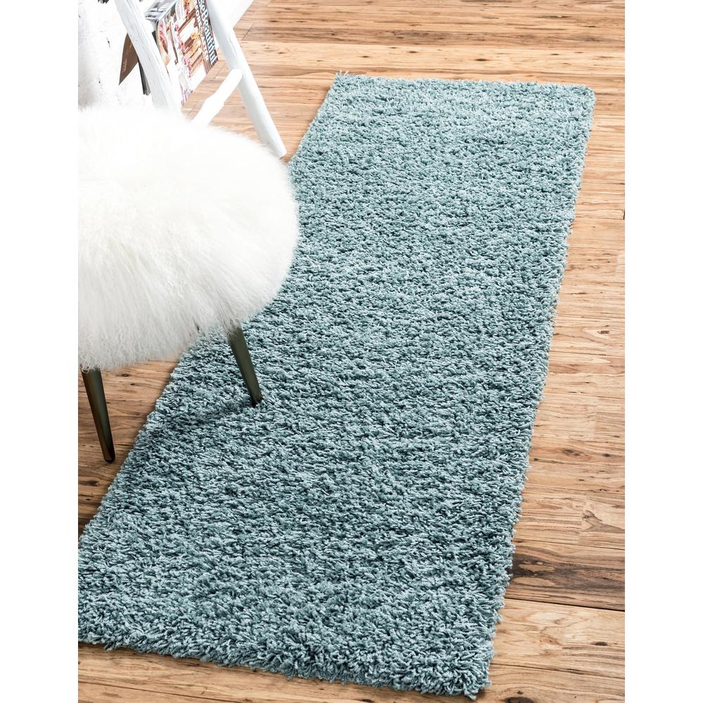 Solid Shag Rug, Slate Blue (2' 6 x 10' 0). Picture 2