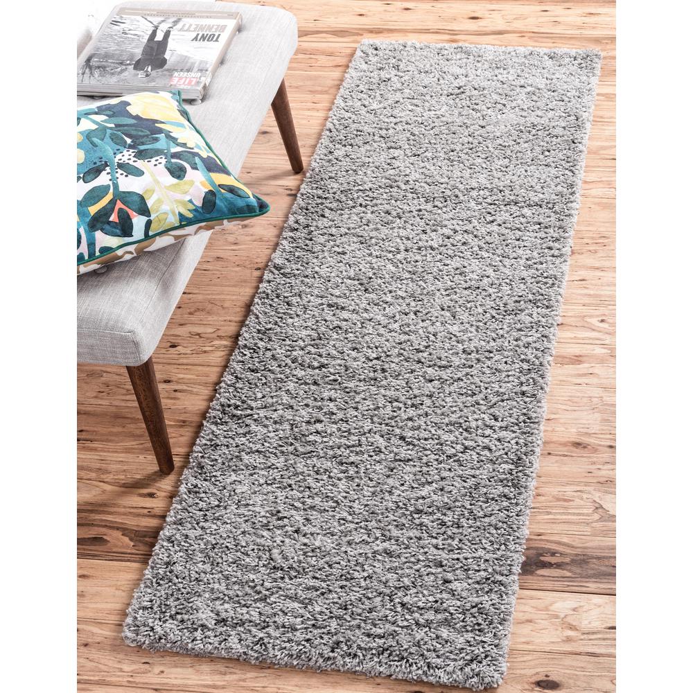 Solid Shag Rug, Cloud Gray (2' 6 x 10' 0). Picture 2