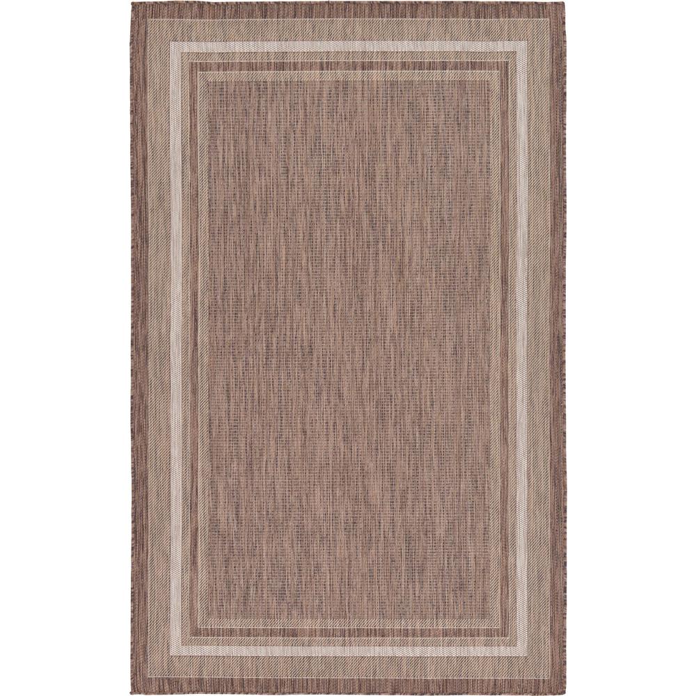 Outdoor Soft Border Rug, Brown (5' 0 x 8' 0). Picture 1