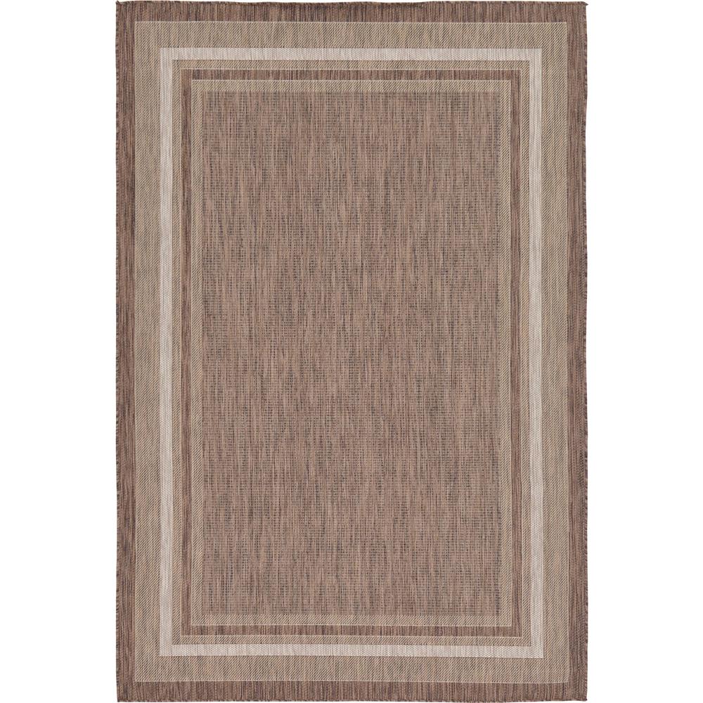 Outdoor Soft Border Rug, Brown (6' 0 x 9' 0). Picture 1