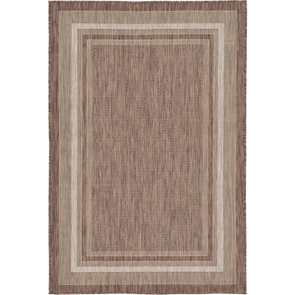 Outdoor Soft Border Rug, Brown (4' 0 x 6' 0). Picture 1
