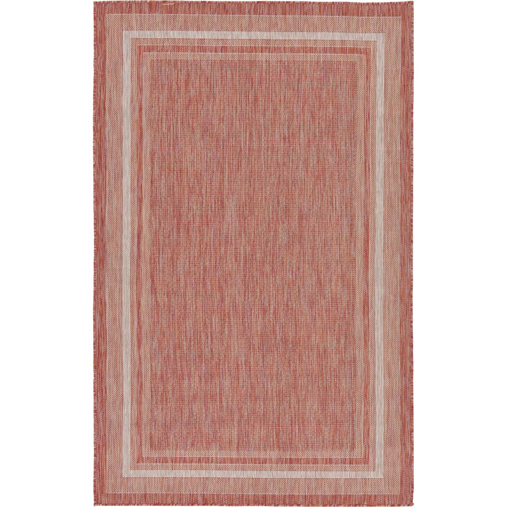 Outdoor Soft Border Rug, Rust Red (5' 0 x 8' 0). The main picture.