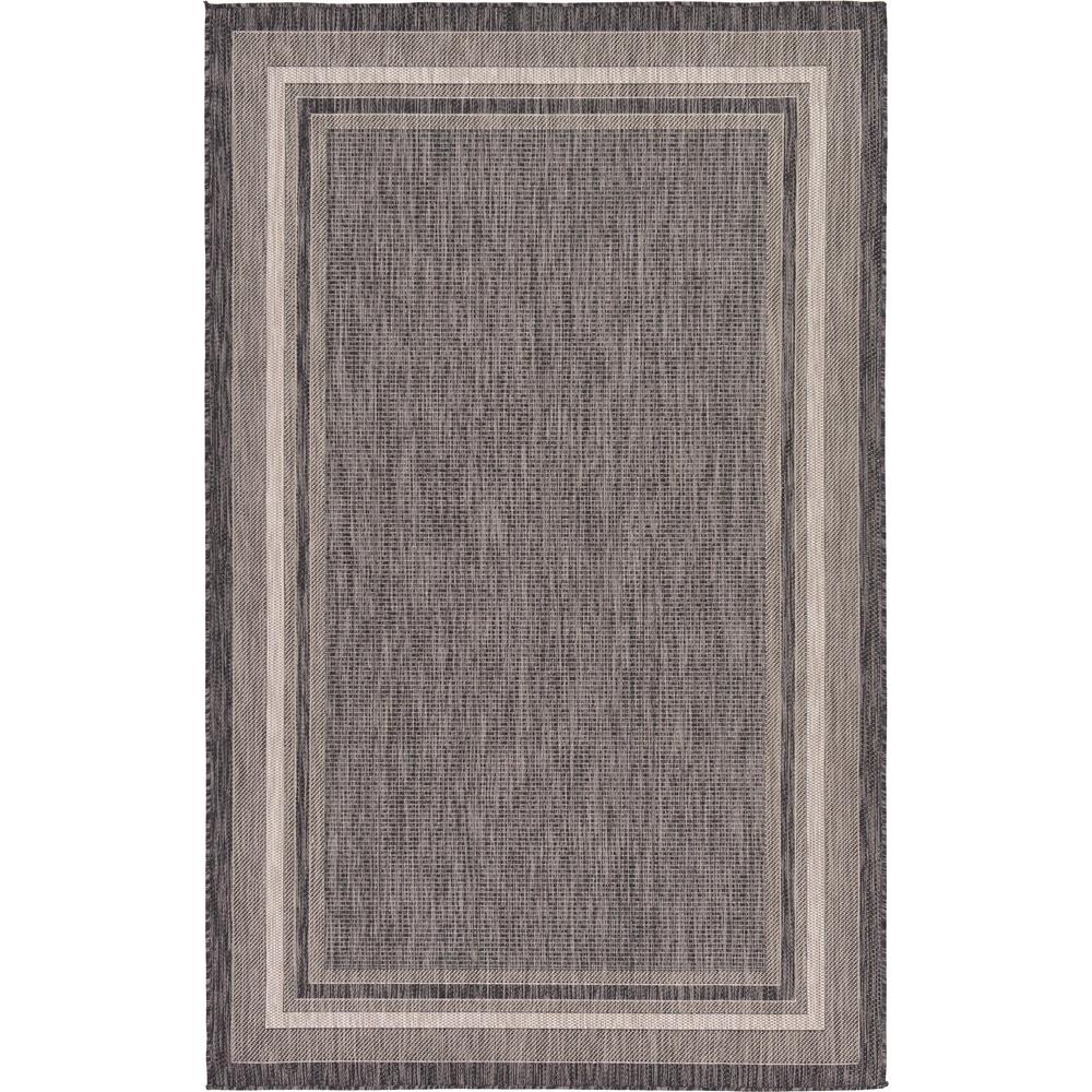 Outdoor Soft Border Rug, Black (5' 0 x 8' 0). Picture 1