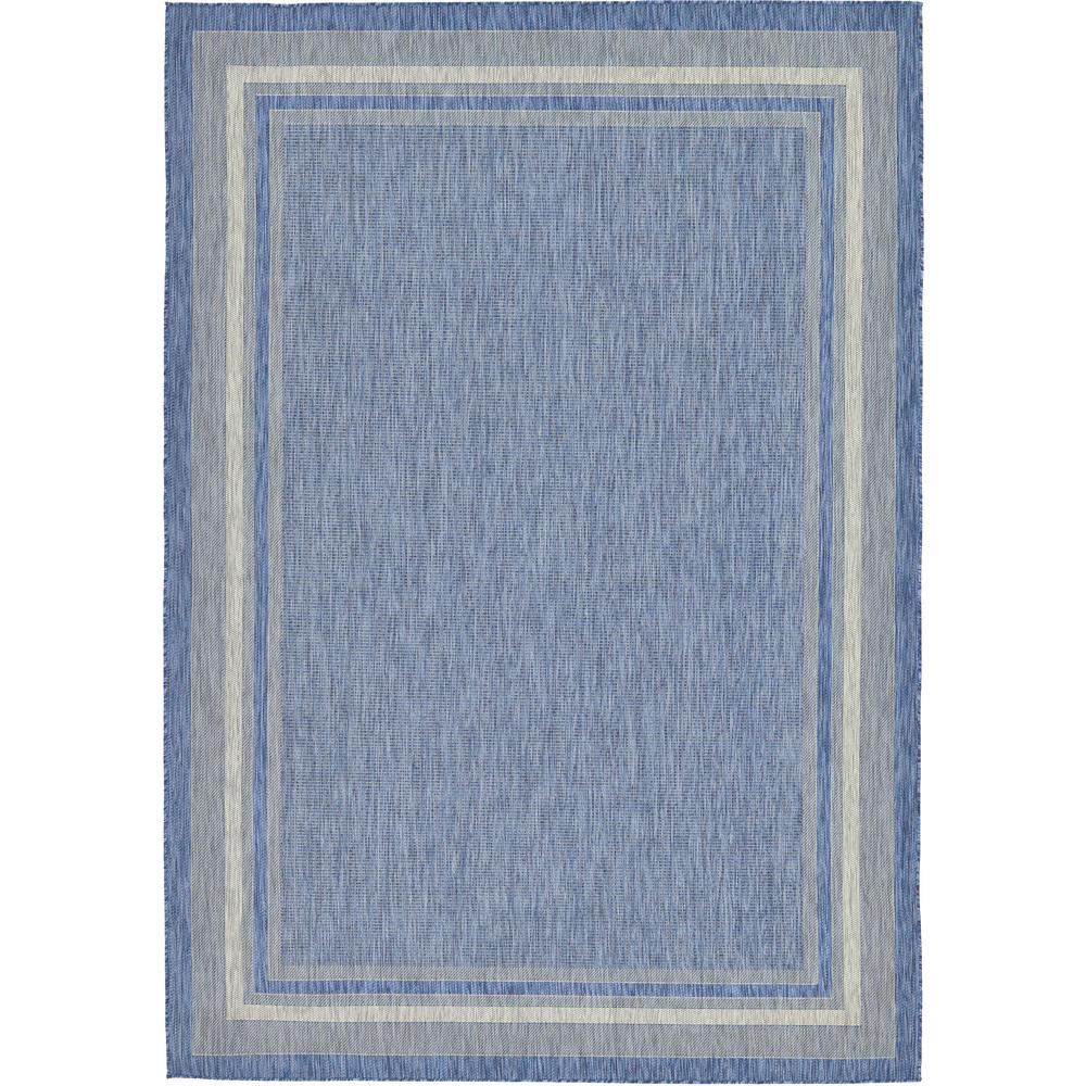Outdoor Soft Border Rug, Blue (8' 0 x 11' 4). Picture 1