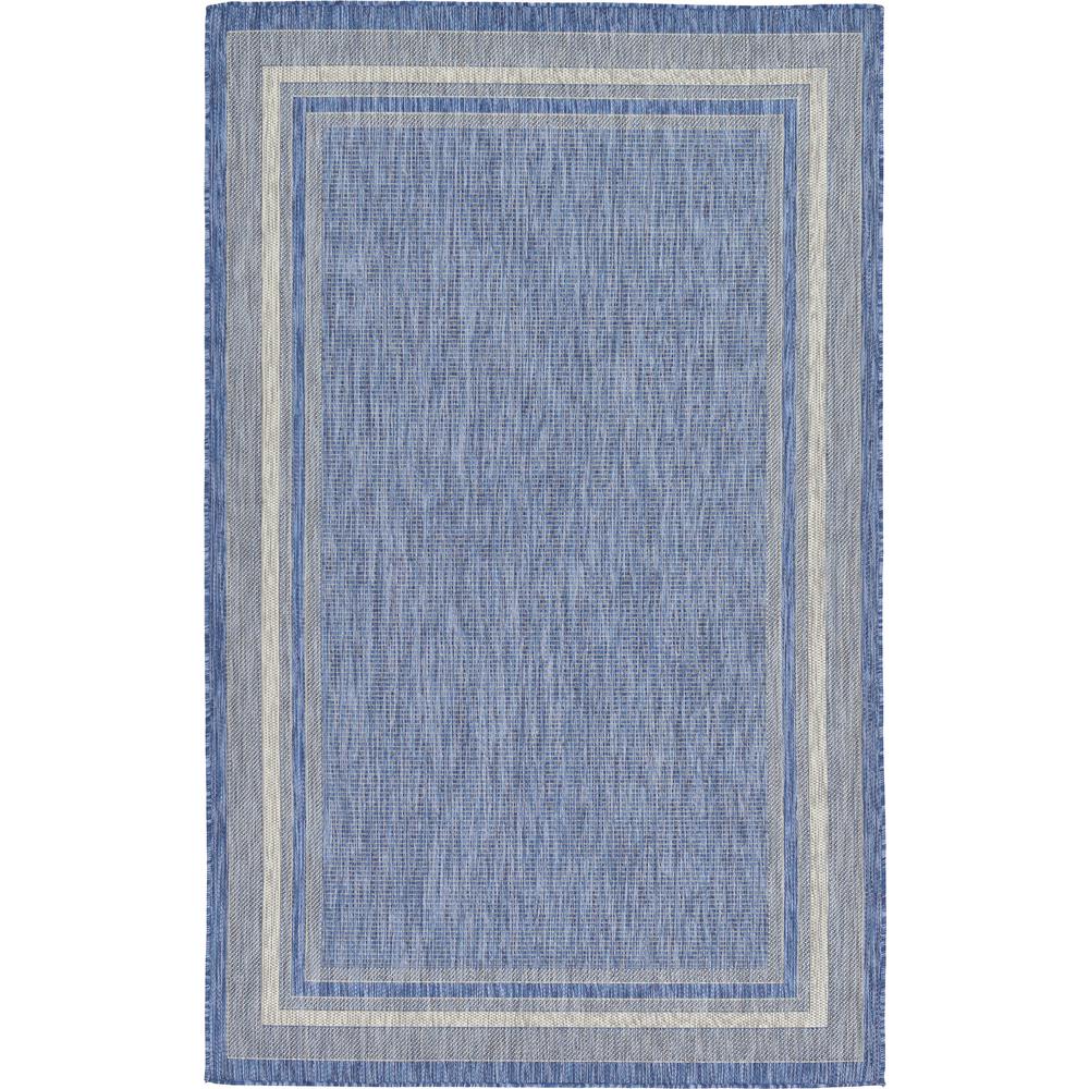 Outdoor Soft Border Rug, Blue (5' 0 x 8' 0). Picture 1