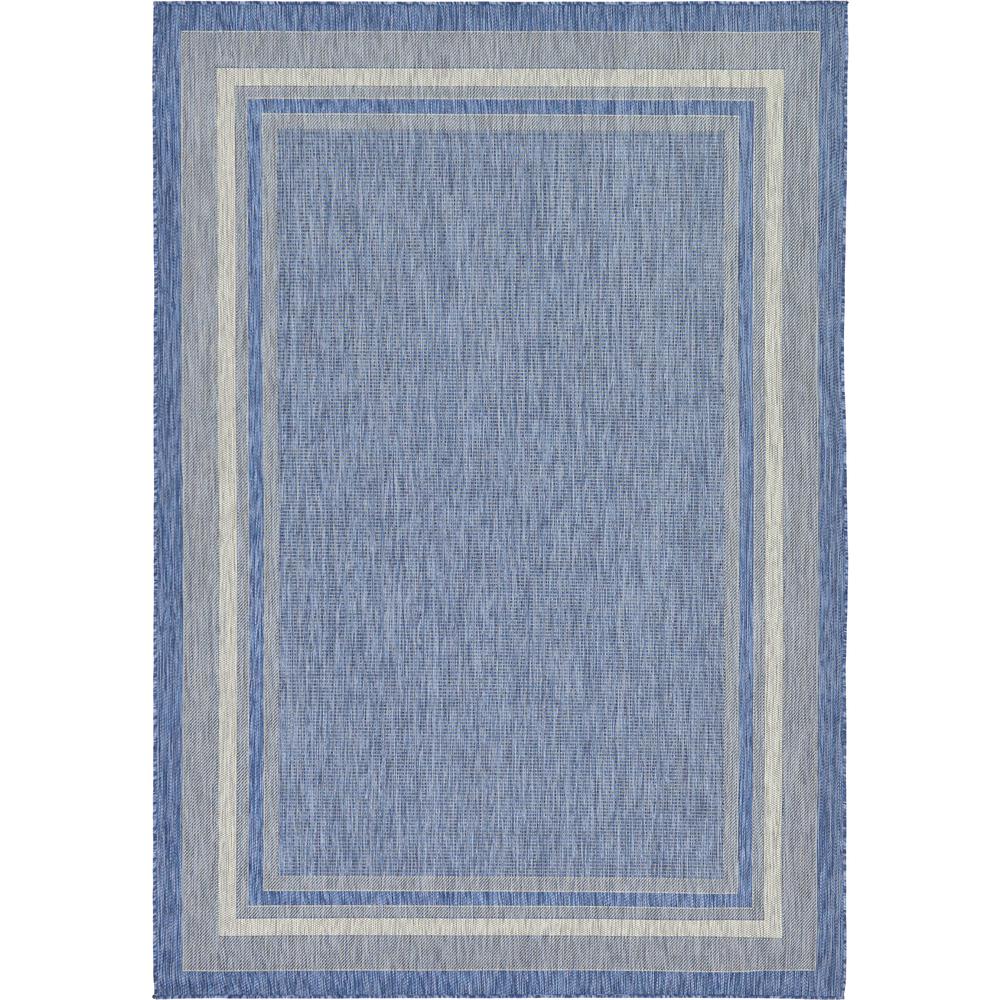 Outdoor Soft Border Rug, Blue (7' 0 x 10' 0). Picture 1