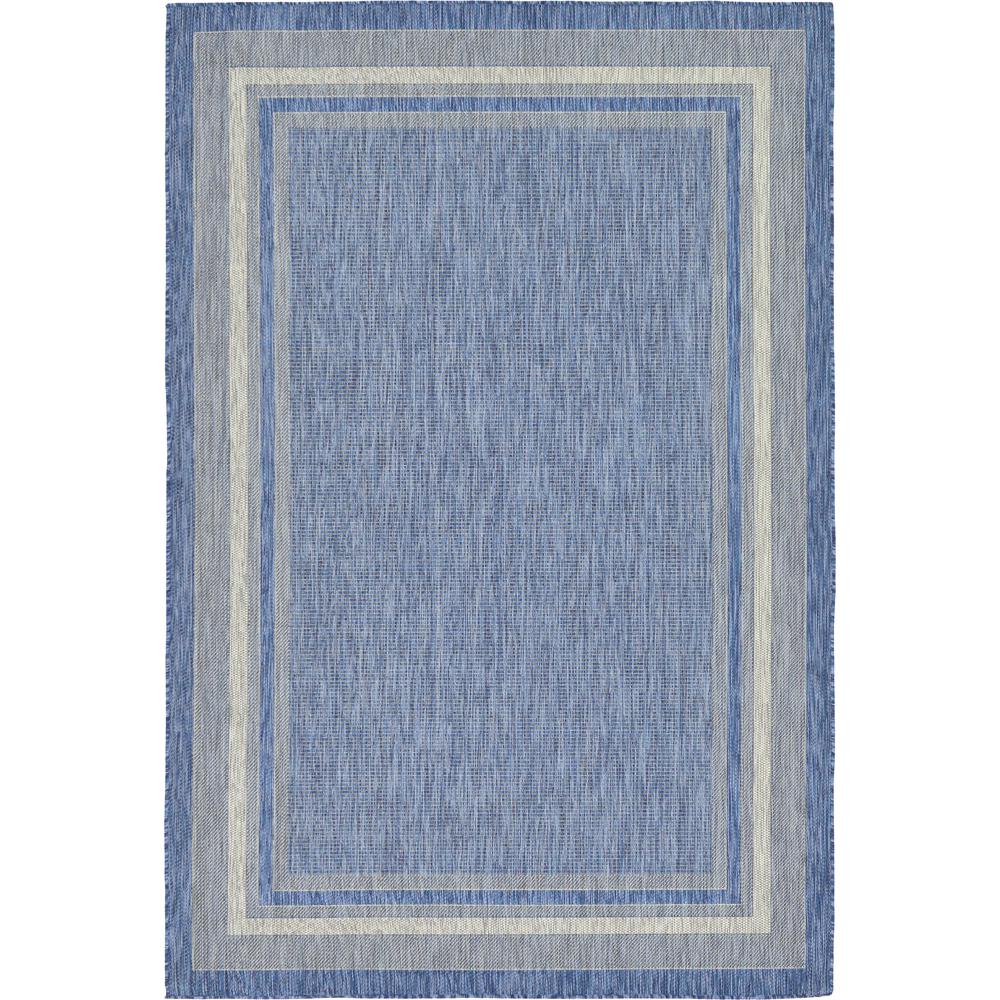 Outdoor Soft Border Rug, Blue (6' 0 x 9' 0). Picture 1