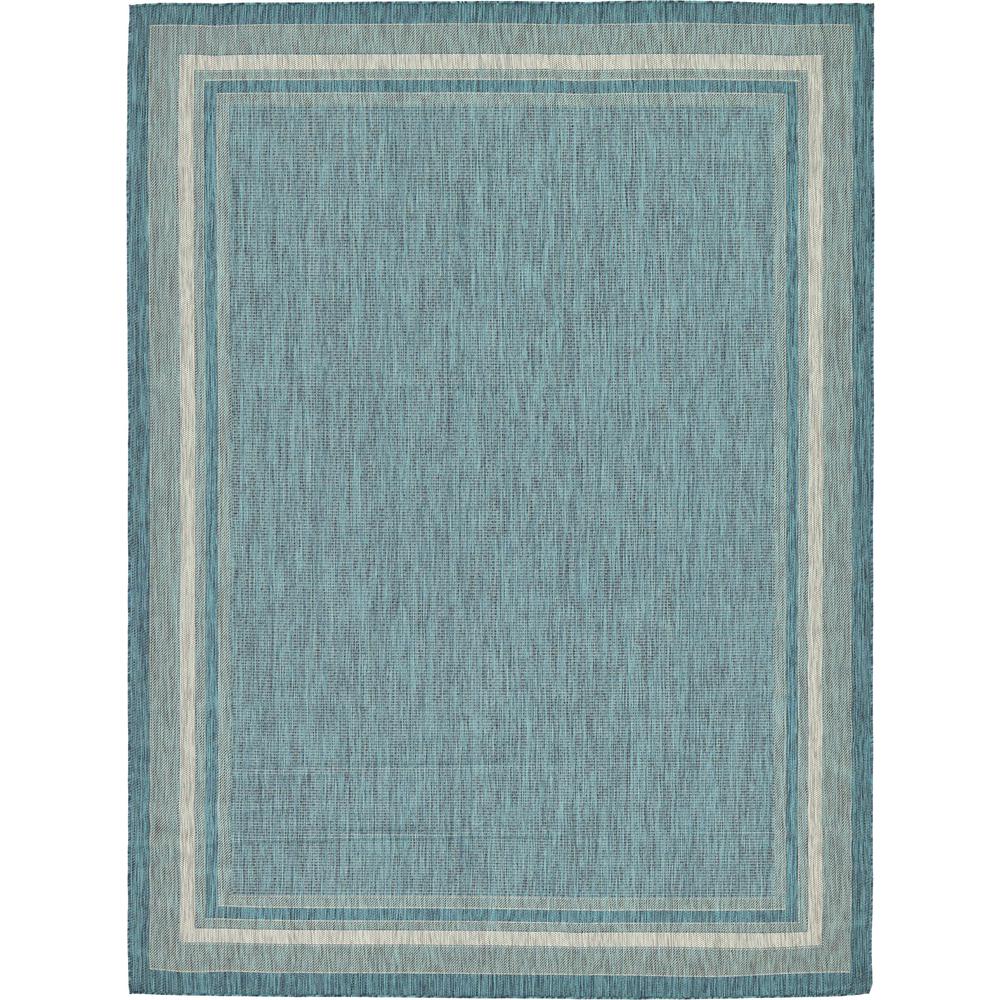 Outdoor Soft Border Rug, Teal (9' 0 x 12' 0). Picture 1