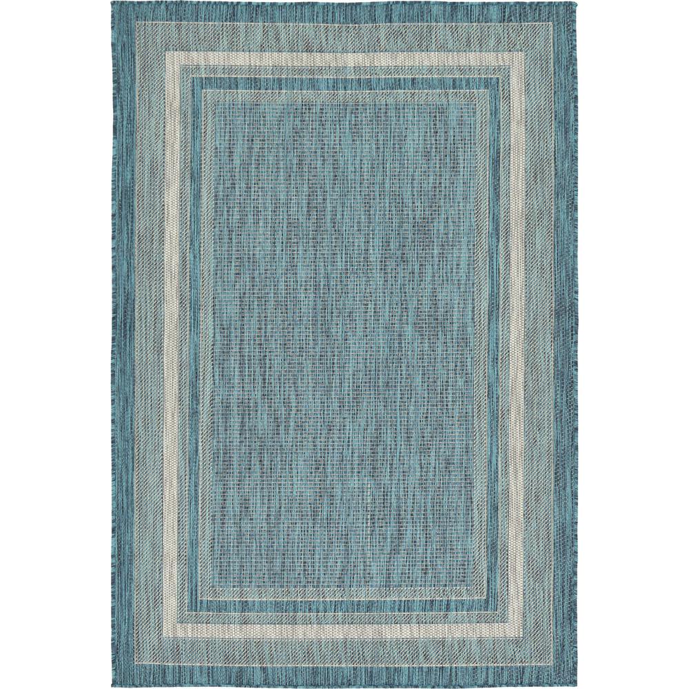 Outdoor Soft Border Rug, Teal (4' 0 x 6' 0). Picture 1