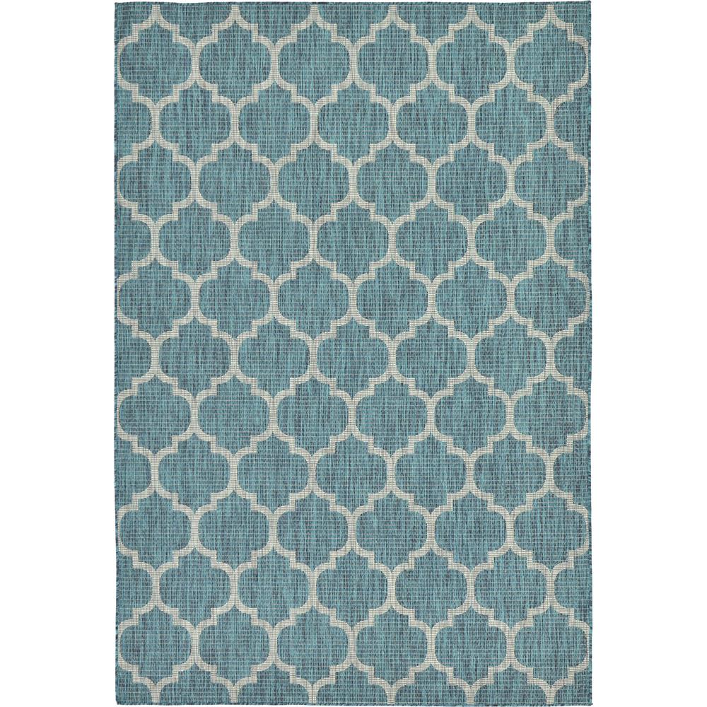 Outdoor Trellis Rug, Teal (6' 0 x 9' 0). The main picture.