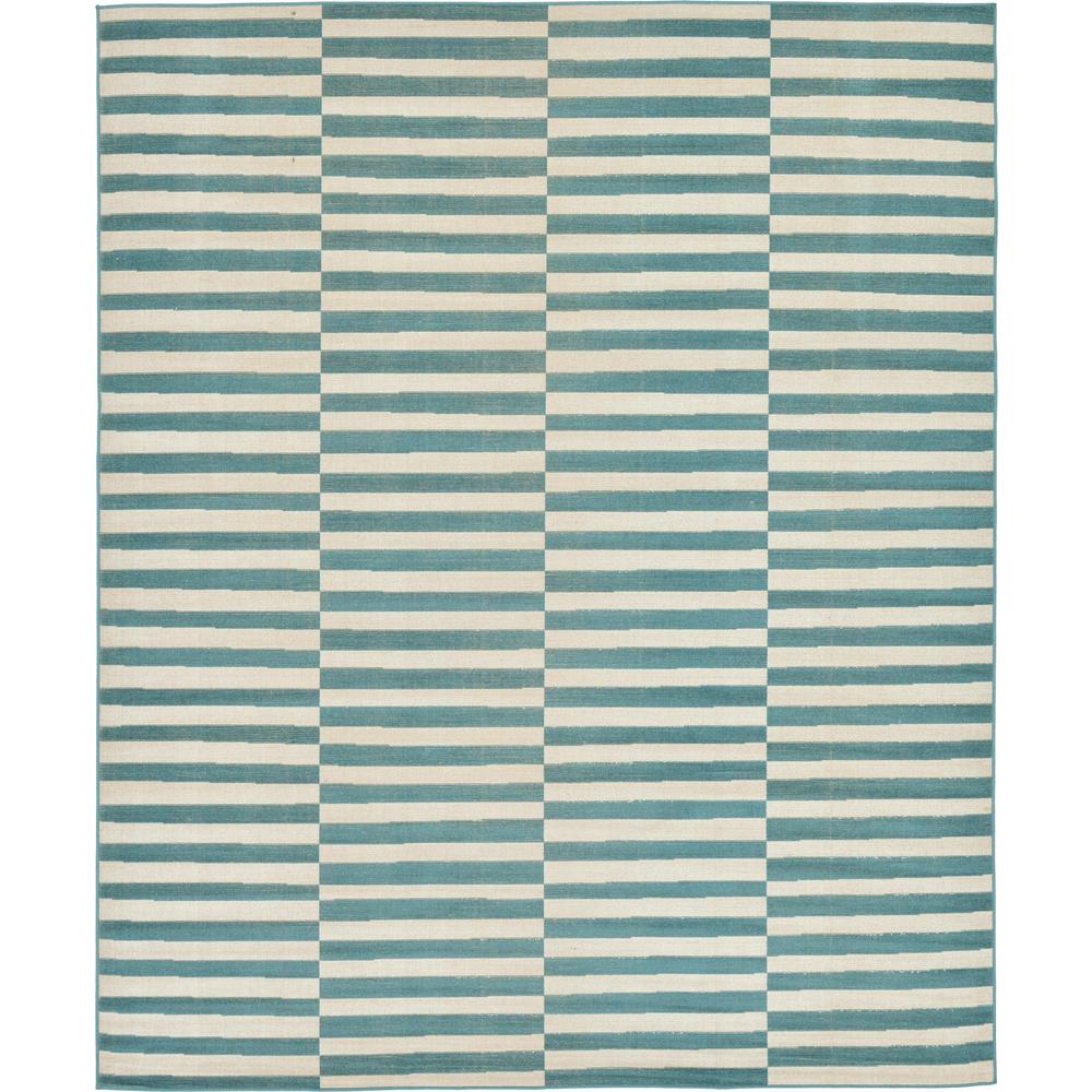 Striped Williamsburg Rug, Teal (8' 0 x 10' 0). Picture 1