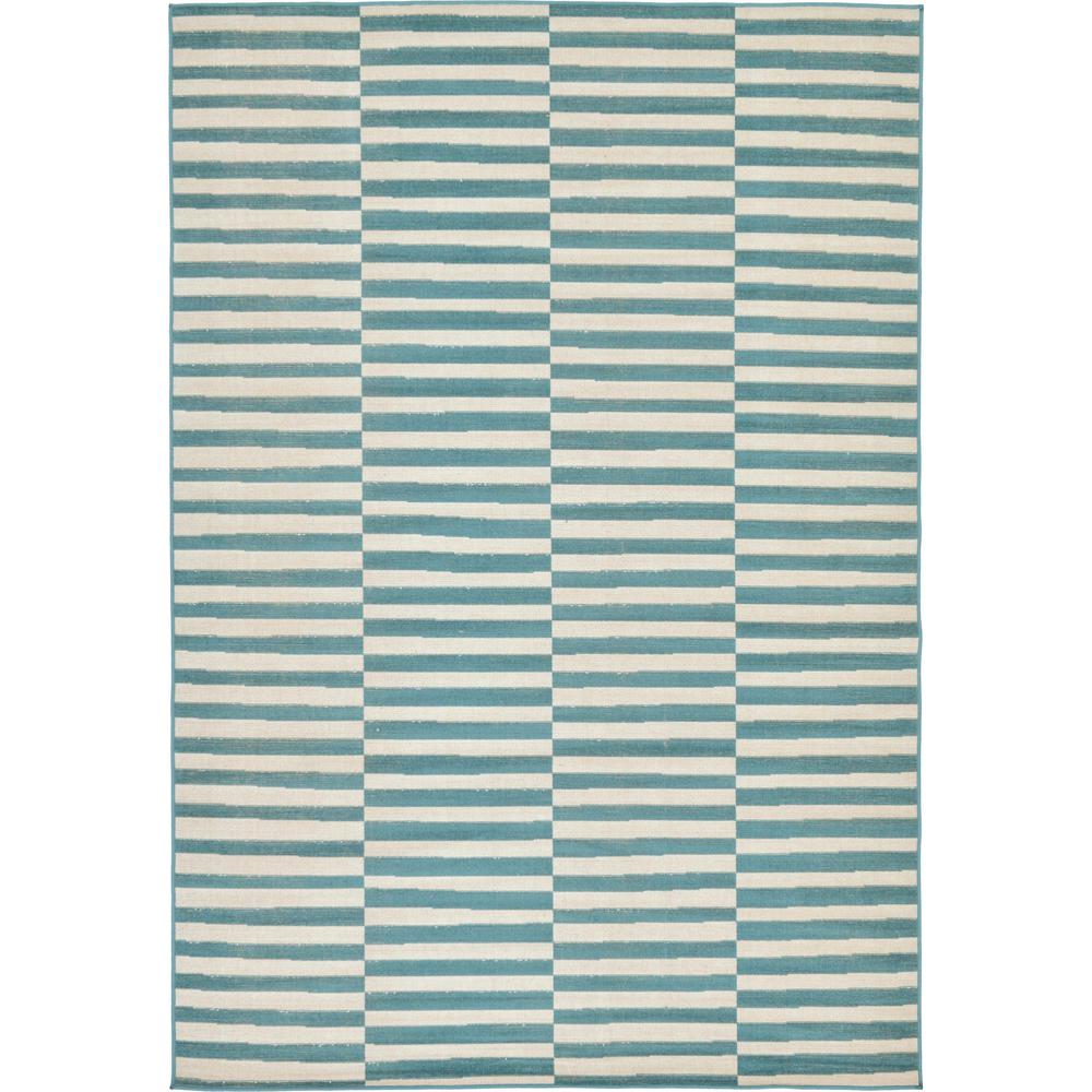 Striped Williamsburg Rug, Teal (6' 0 x 9' 0). Picture 1